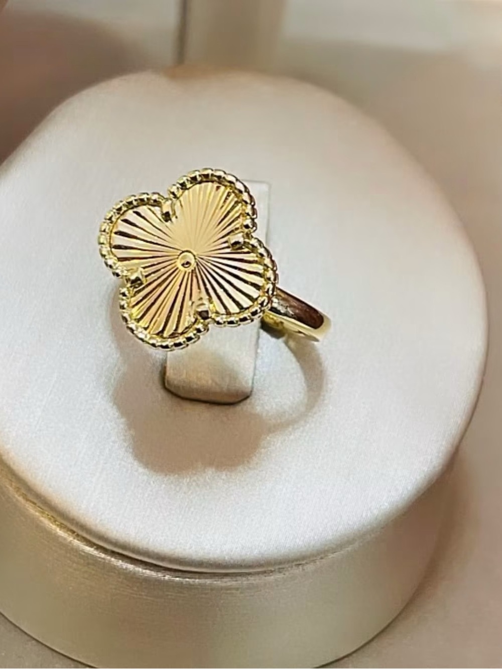 Elegant 14K Gold Plated Clover Ring - Women's Fashion Jewelry Resizable